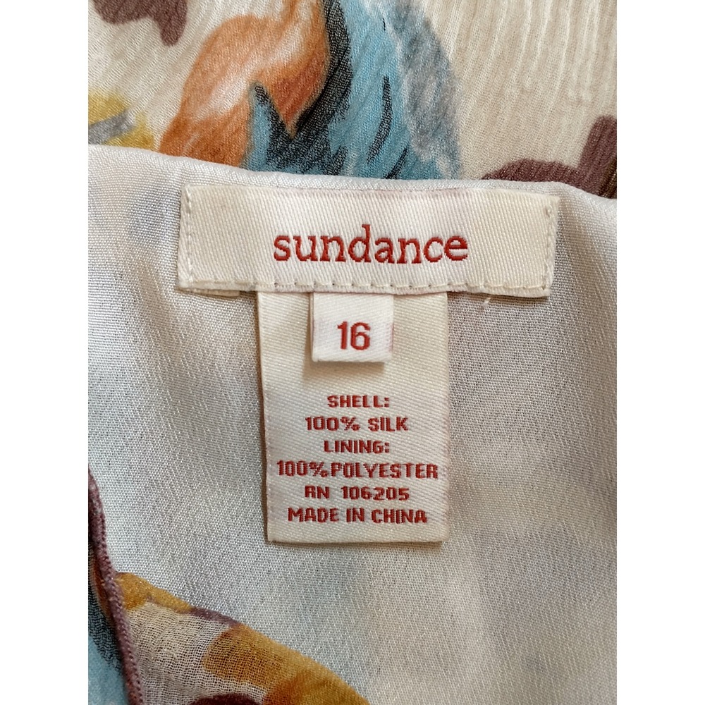 Sundance Boho Romantic Whimsigoth Silk Floral Watercolor Sleeveless Sz 16 Dress - Picture 2 of 14